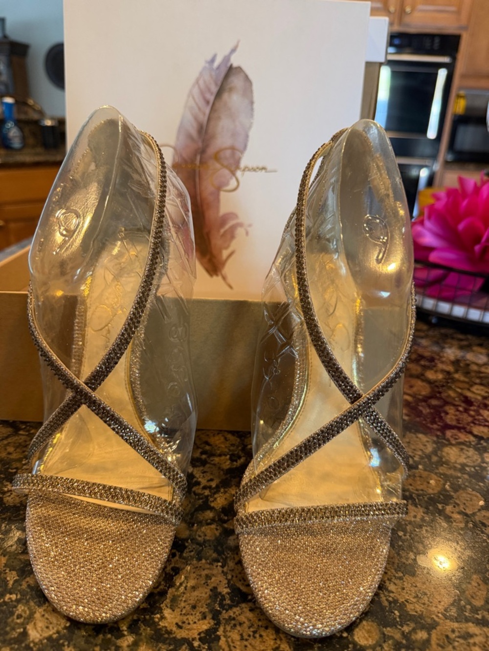 Jessica Simpson Gold Glitter Strappy Heels